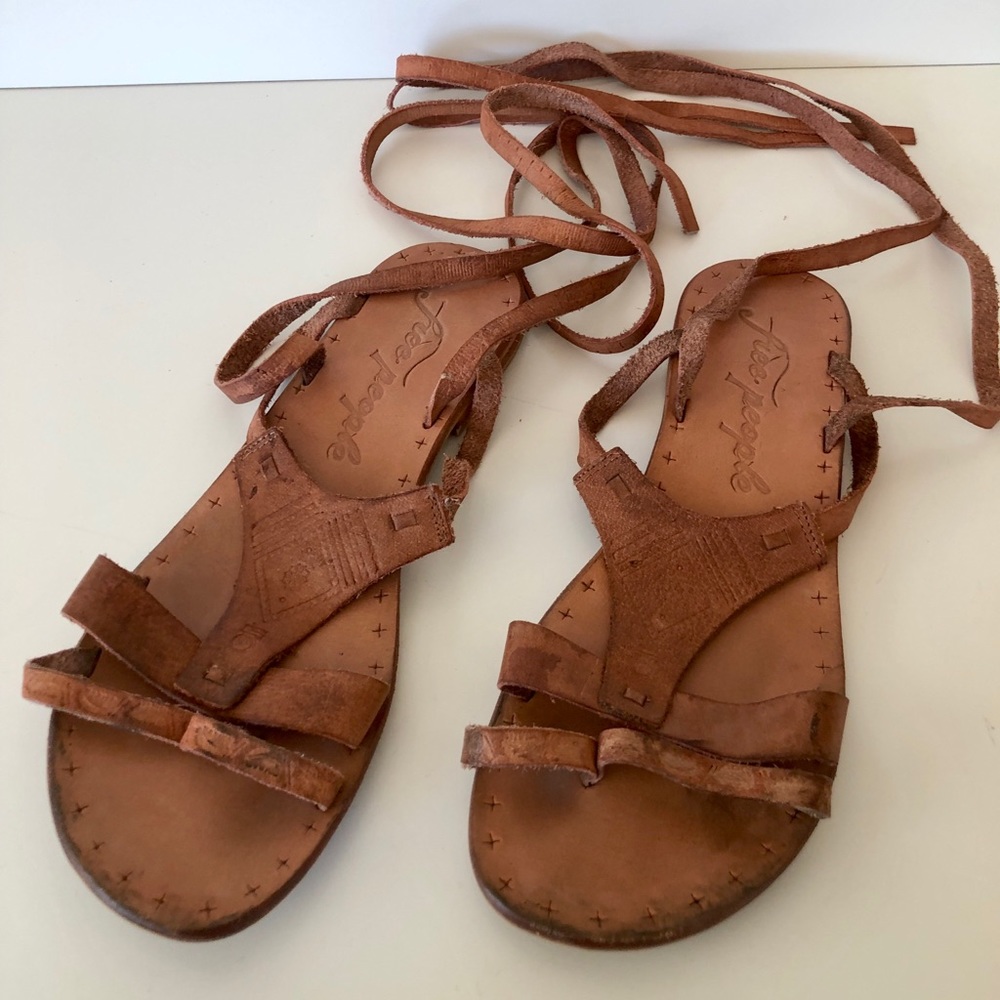 Free People lace up leather gladiator sandals